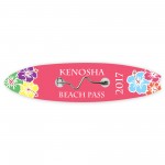 Laminated Beach/Resort Badge/Permit/Admission w/ Crimp Pin (Surfboard Shape) with Logo