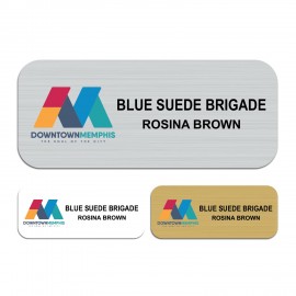 Custom 1.25" x 3" Aluminum Name Badge w/Full Color Imprint & Personalization