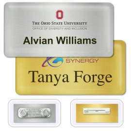 DigiLine Metal Name Badges, magnet fastener, 1.5" x 3" with Logo