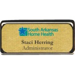 Gold Framed Name Badge w/Full Color Imprint & Personalization (2 15/16" x 1 5/8") with Logo
