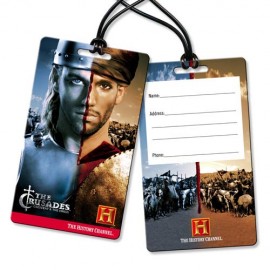 Logo Imprinted Full Color 30mil Laminated Plastic Luggage or Golf Tag with Slot, Loop Strap & Writeable Surface