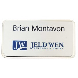 Custom Silver Framed Name Badge w/Full Color Imprint & Personalization (2 15/16" x 1 5/8")