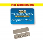 Name Badge - White Metal, 3x2 inches with Logo