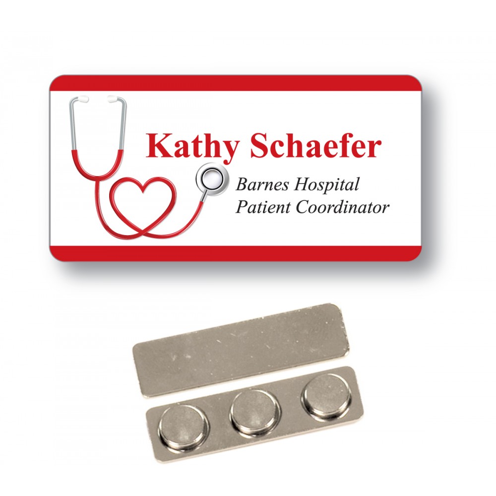 Personalized Name Badge - 1.5 X 3 inch, White Plastic