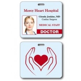 Customized UV-Coated (1S) Plastic I.D./Event Badge with Punch - 3.625x3.125 - 10 pt.  Customized UV-Coated (1S) Plastic I.D./Event Badge with Punch - 3.625x3.125 - 10 pt.