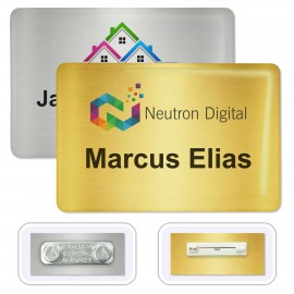 Personalized DigiLine Metal Name Badges, pin fastener, 2" x 3"