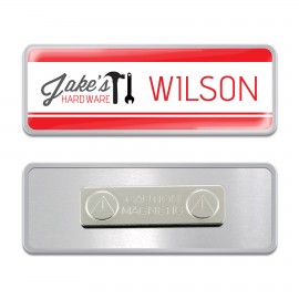 Logo Branded Aluminum Name Badge w/Acrylic Snap-on Dome  Logo Branded Aluminum Name Badge w/Acrylic Snap-on Dome
