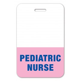 Promotional USA Made Laminated Plastic Tall Rectangle Badge Talker with Tag Slot (2.25"x3.5")