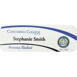 Logo Branded 1" x 3" Matte Plastic Name Badge with Full Color Imprint & Personalization