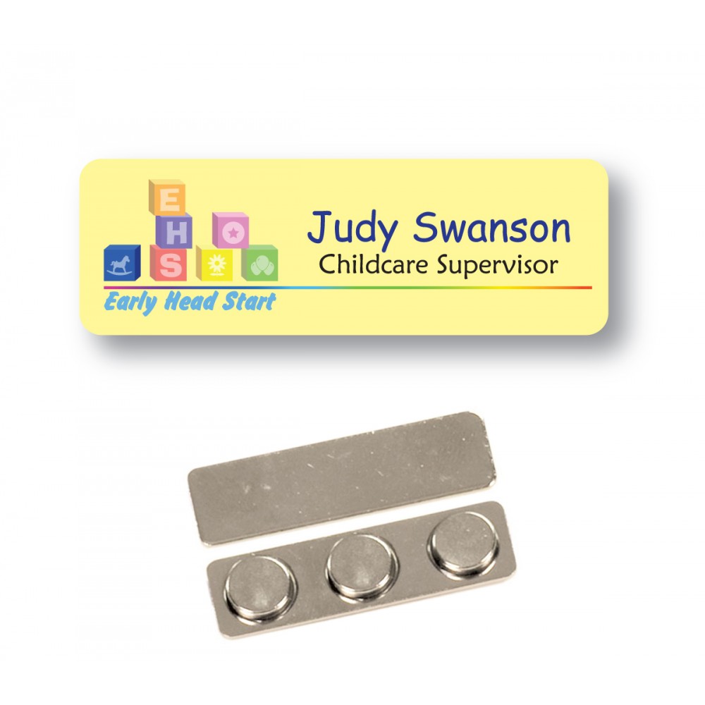 Personalized Name Badge - White plastic, 1 X 3 inches