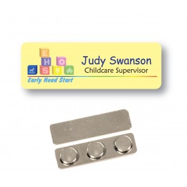 Custom Name Badge - White plastic, 1 X 3 inches
