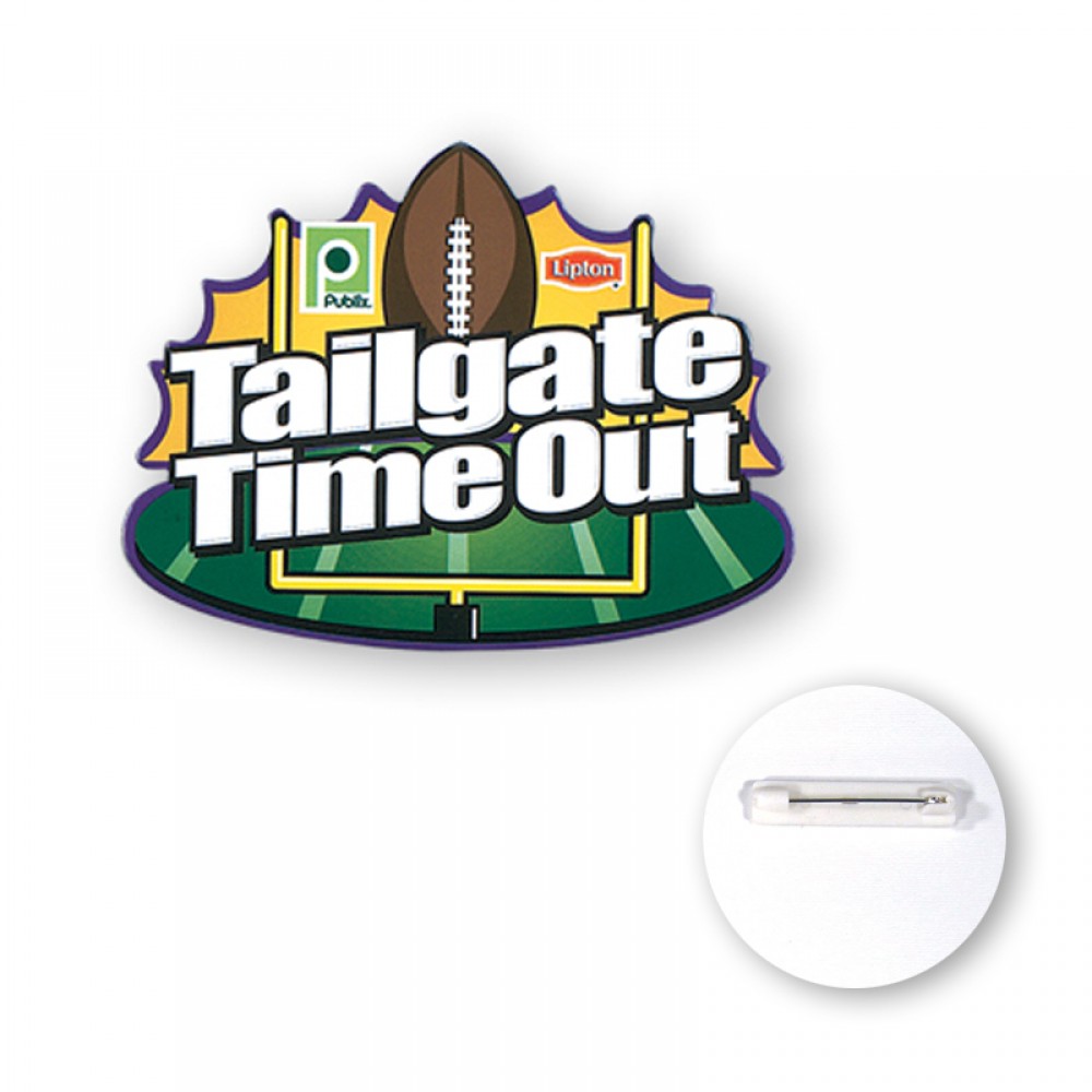 Custom Shape Chipboard Button (5 to 5.9 Sq. In.) Logo Imprinted Custom Shape Chipboard Button (5 to 5.9 Sq. In.) Logo Imprinted