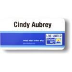 Promotional 1.5" x 3" Glossy Plastic Name Badge w/Full Color Imprint & Personalization