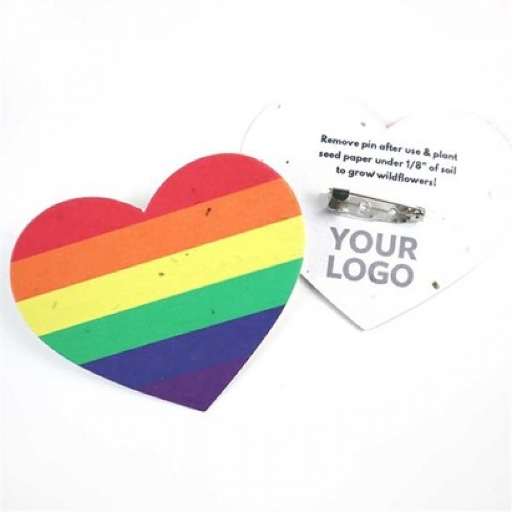 Plantable Pride Heart Button Badges with Logo