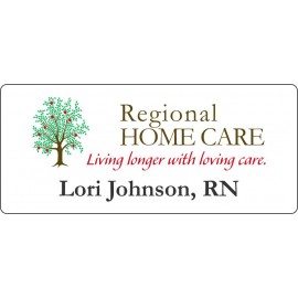 Logo Branded 1.25" x 3" Glossy Plastic Name Badge w/Full Color Imprint & Personalization
