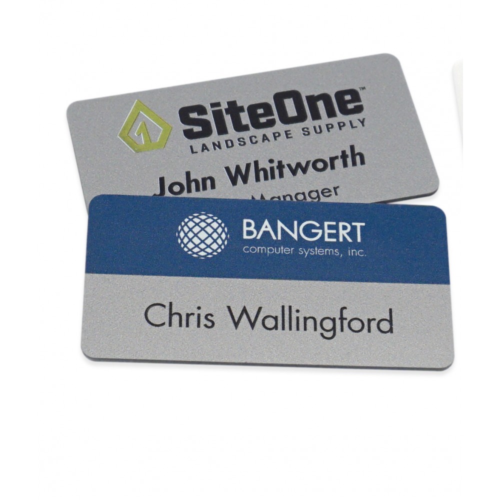 Magnetic Name Badges- 1.5" X 3" (Silver) with Logo