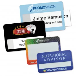 Customized Selfit Multiline Mega Reusable Name Badges, magnetic fastener, 3" x 2.19"