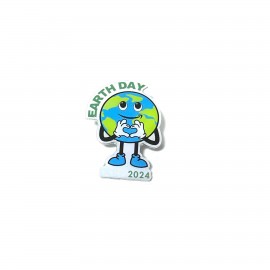 Earth Day Figurine Aluminum Badge with Logo
