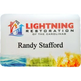 Logo Branded 2" x 3" Matte Plastic Name Badge w/Full Color Imprint & Personalization