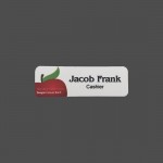 1" x 3" White Metal 4-Color Process Name Badge with Logo