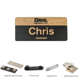 2 inch x 3 inch Engraved Wood Name Badge with Logo