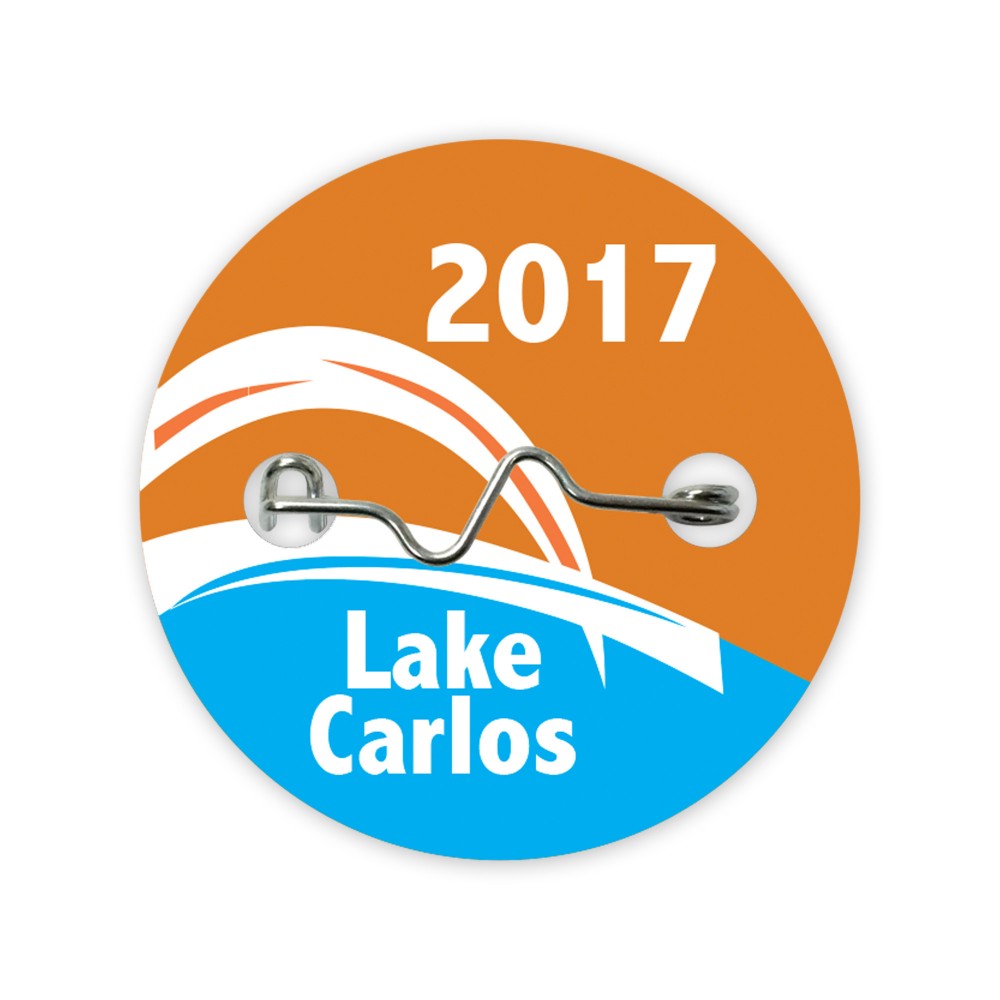 Laminated Beach/Park Badge/Permit/Admission w/ Crimp Pin (2" Round) Variable Data Available with Logo