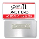 Personalized Aluminum Name Badge w/Acrylic Snap-on Dome