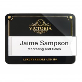Selfit Pro Multiline Reusable Name Badges, Cropin, 3" x 2.19" with Logo