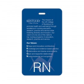 Promotional USA Made Laminated Plastic Tall Rectangle Badge Talker with Tag Slot (3"x5")  Promotional USA Made Laminated Plastic Tall Rectangle Badge Talker with Tag Slot (3"x5")