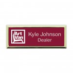 Plastic Framed Badges Square Corners (1"X3") (Screened & Engraved) with Logo