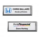 The Athena Executive full color metal name badge 1" X 3" with Logo