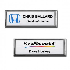 Customized The Athena Executive full color metal name badge 1" X 3"