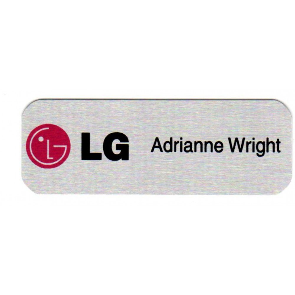 Personalized 1.25" x 3" Aluminum Name Badge w/Full Color Imprint & Personalization