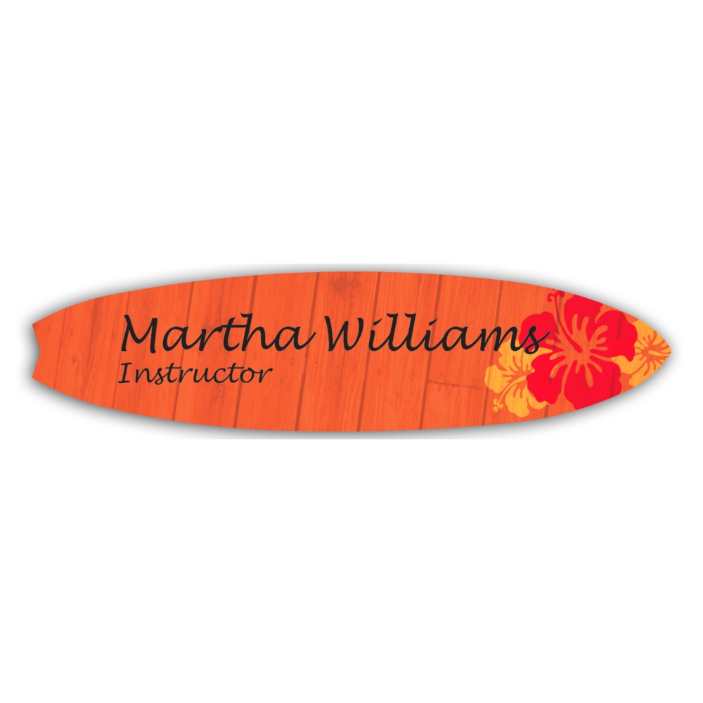 Name Badge W/Personalization (1"X4") Surfboard with Logo
