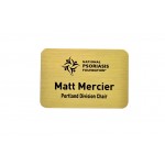 Full Color Professional Metal Sublimation Badge - Gold Aluminum - 2"x3" - USA Made Logo Imprinted