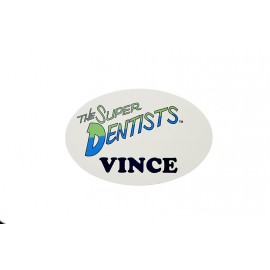 Logo Imprinted Full Color Professional Metal Sublimation Badge - White Aluminum - Oval - USA Made