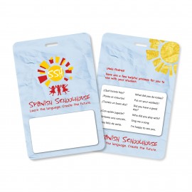 USA Made Laminated Plastic Tall Rectangle Badge Talker with Tag Slot (5.125"x3.375") with Logo
