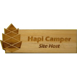 Wooden Laser Engraved Named Badge (1"x3") with Logo  Wooden Laser Engraved Named Badge (1"x3") with Logo