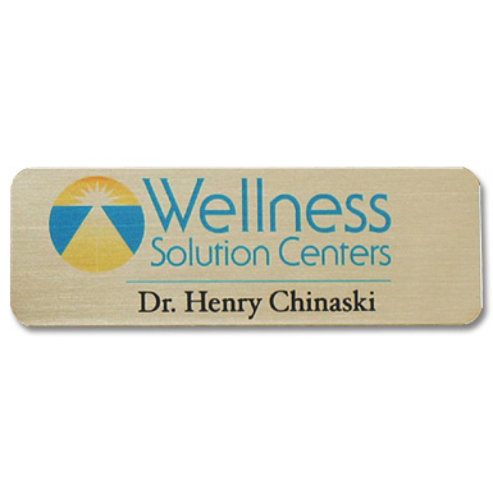 Full Color Professional Metal Sublimation Badge - Nickel Silver - 1"x3" - USA Made Custom Imprinted Full Color Professional Metal Sublimation Badge - Nickel Silver - 1"x3" - USA Made Custom Imprinted