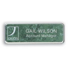 Personalized Metal Framed Badge (1"X3") (Screened & Engraved)