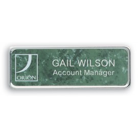 Custom Metal Framed Badge (1"X3") (Screened & Engraved)