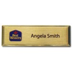 Executive Line Beveled Badge w/ Aluminum Insert - Gold - 1"x3" - USA Made Custom Imprinted