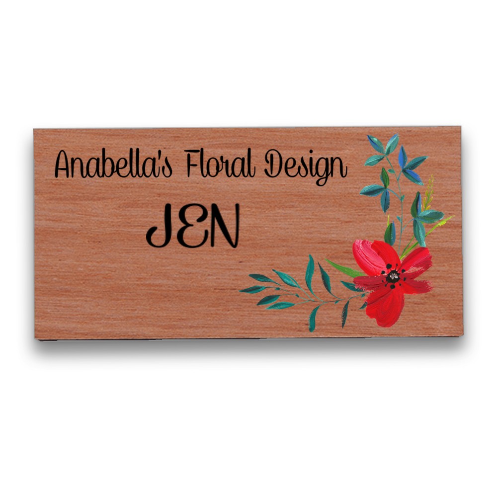 Logo Imprinted Full-Color Wood Badge - 1.5"x3" - USA Made Logo Imprinted Full-Color Wood Badge - 1.5"x3" - USA Made