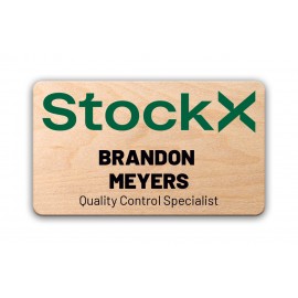 Logo Branded Wood Badge Full Color Sublimated Imprint & Personalization (1-5 Sq. Inches)