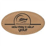 1.75" x 3.25" - Premium Leatherette Name Tags or Badges - Oval with Logo