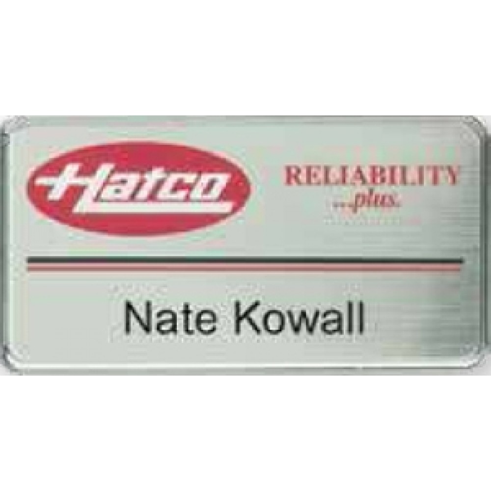Logo Imprinted Metal Framed Badge (1.5"x2.875") (engraved personalization only, no logo) Logo Imprinted Metal Framed Badge (1.5"x2.875") (engraved personalization only, no logo)
