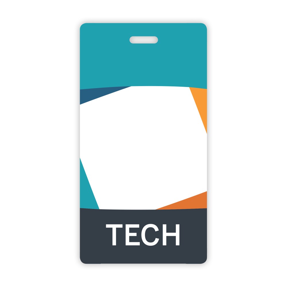 USA Made Laminated Plastic Tall Rectangle Badge Talker with Tag Slot (2.25"x4.25") with Logo