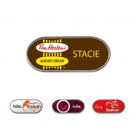 Oval Shape Name Badge with Logo