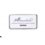 Executive Line Metal Frame Badge - White/Silver - 1 3/8"x2 3/4" - USA Made Custom Printed