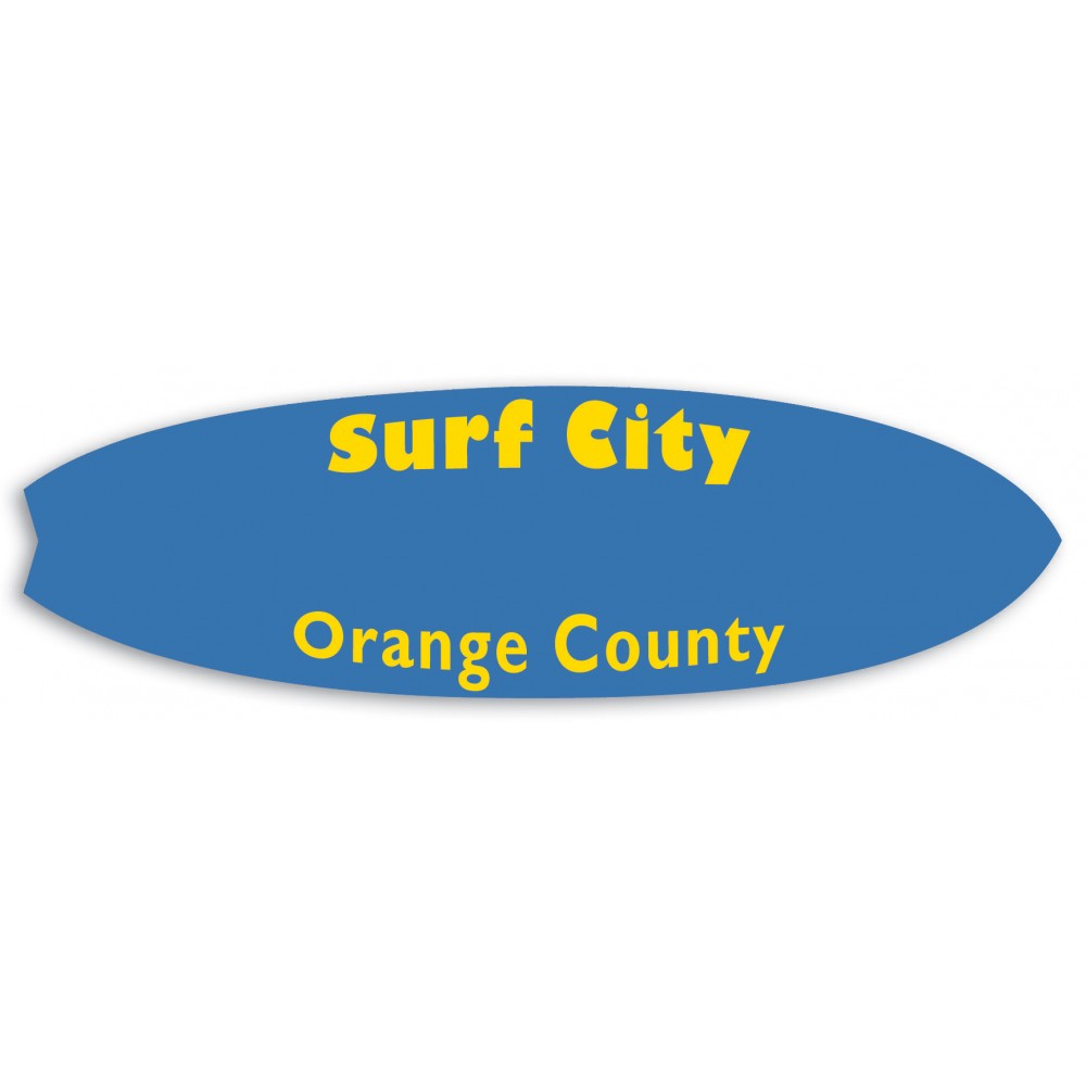 Promotional Poly Badge (1.625"x5.5") Surfboard